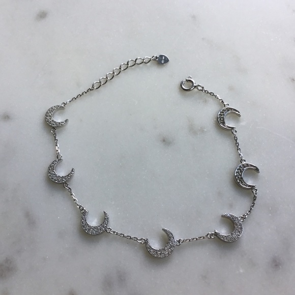 Sterling Silver RP CZ Crescent Bracelet - Picture 12 of 17